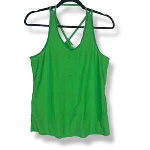 Athleta Women's Size‎ Medium Green Crossback Mesh Tank Top Yoga Gym Athleisure